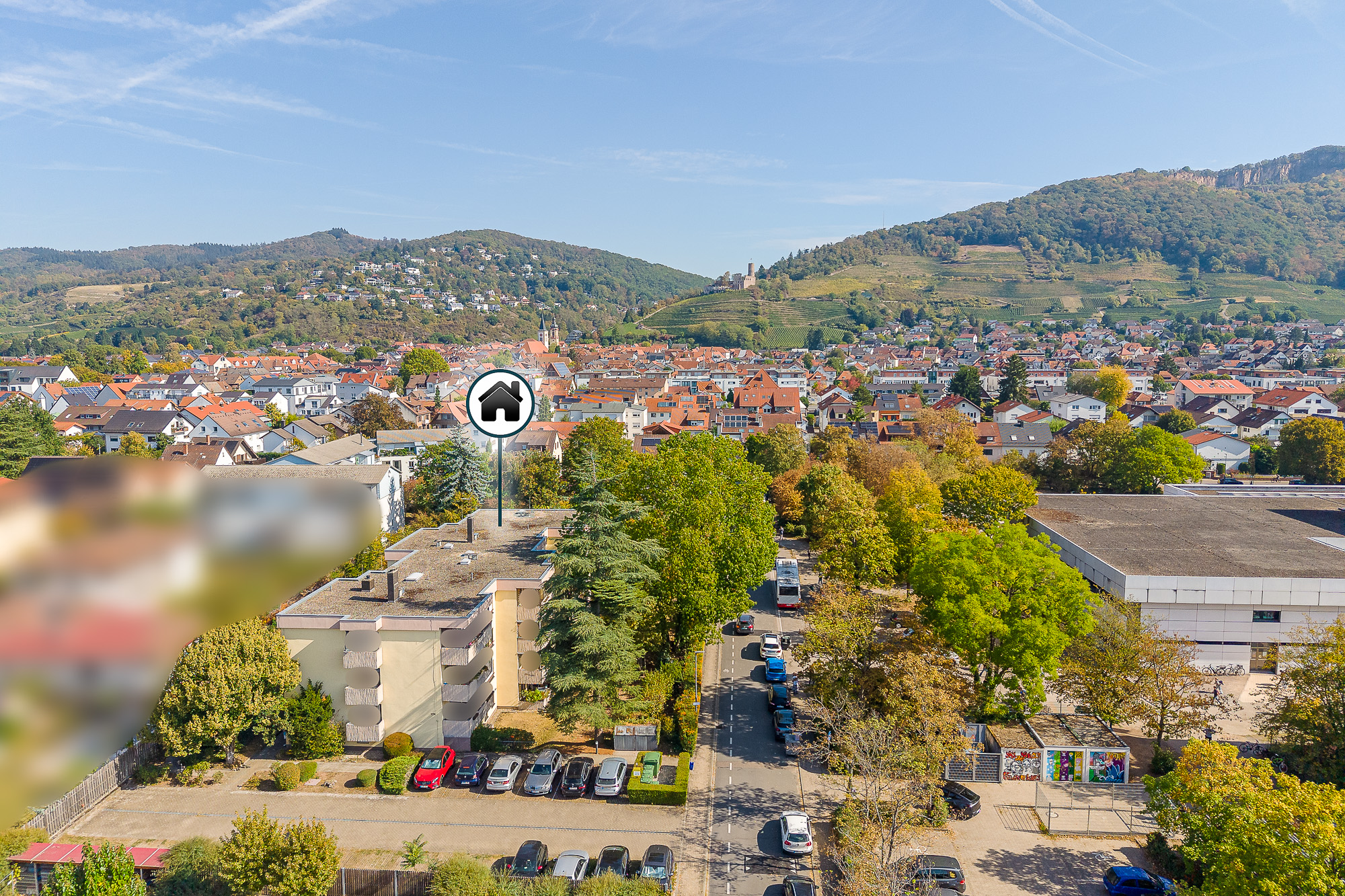 Objekt-ID 2152, Soutterainwohnung Schriesheim, Außenansicht, Drohne