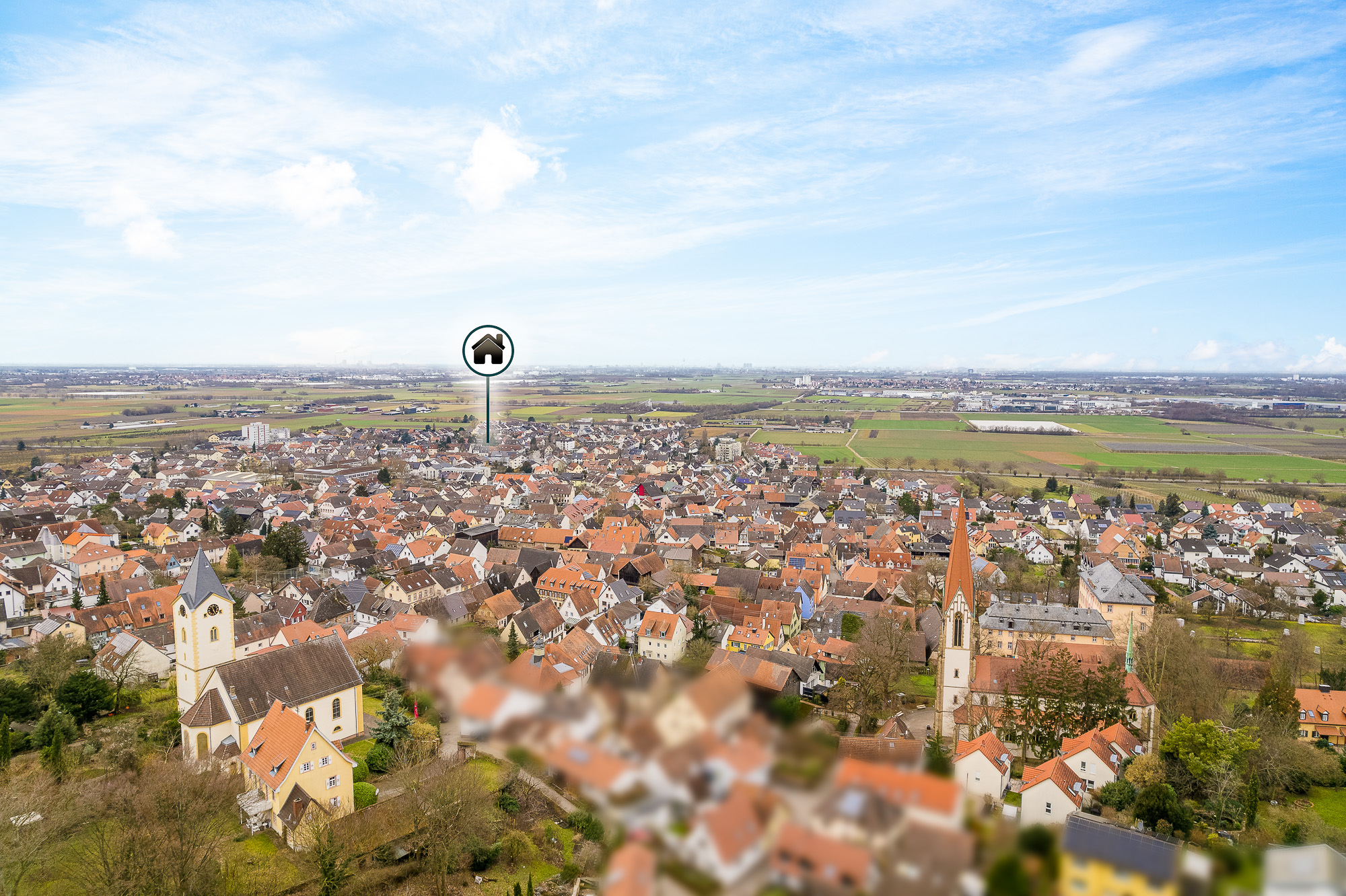 Objekt-ID 2138 DHH Hirschberg a.d. Bergstraße, Drohnenaufnahme